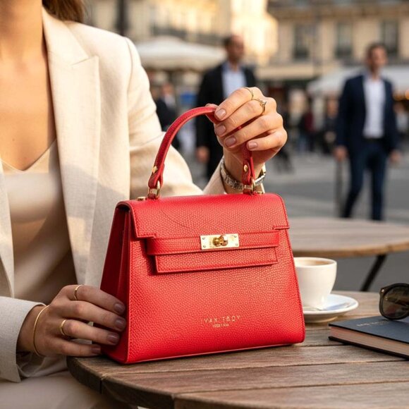 Naya Red Italian Leather Handbag for Women – Luxury Designer Shoulder - Picture 1 of 9